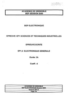 Electronique générale 2000 BEP - Electronique