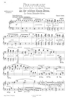 Partition No.10 - An der schönen blauen Donau (pour Blue Danube), Concert Paraphrases on J. Strauss s Waltz Motifs