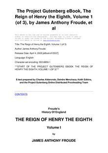The Reign of Henry the Eighth, Volume 1 (of 3)