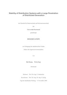 Stability of distribution systems with a large penetration of distributed generation [Elektronische Ressource] / von  Bin Huang