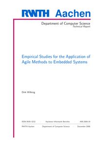 Empirical studies for the application of agile methods to embedded systems [Elektronische Ressource] / vorgelegt von Dirk Wilking