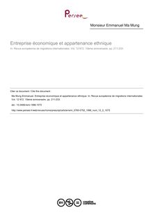 Entreprise économique et appartenance ethnique - article ; n°2 ; vol.12, pg 211-233
