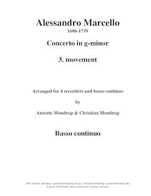 Partition , Allegro moderato - clavecin realization, hautbois Concerto par Alessandro Marcello