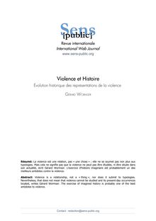Violence et Histoire Évolution historique des représentations de la violence