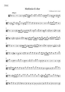 Partition viole de gambe, Sinfonia en G major, Si 8, G major, Albinoni, Tomaso