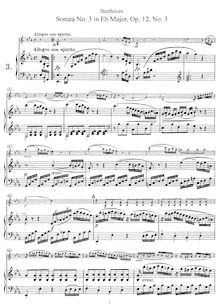 Partition de piano, violon Sonata No.3, Op.12/3, E♭ Major
