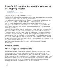 Ridgeford Properties Amongst the Winners at UK Property Awards