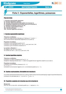 Cours Mathématiques - Série ES/S : Exponentielles, logarithmes, puissances