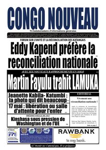 Congo Nouveau N° 1652 - du 18 au 19 mai 2022