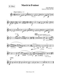 Partition hautbois 2, March en D minor, D minor, Bruckner, Anton