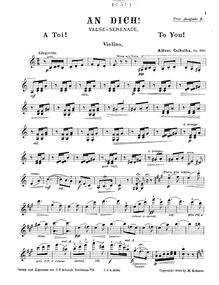 Partition de violon, An Dich! Valse Serenade, Op.390, An Dich! Valse Serenade. A Toi! To You!, Op.390