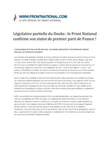 Doubs - Le FN se considère "Premier parti de France" malgré la défaite