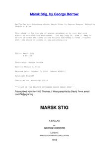 Marsk Stig - a ballad