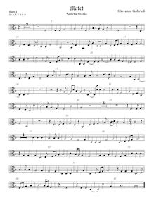 Partition viole de basse 1, alto clef, Sancta Maria à 7, Gabrieli, Giovanni