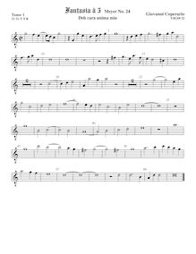 Partition ténor viole de gambe 1, octave aigu clef, Fantasia pour 5 violes de gambe, RC 55