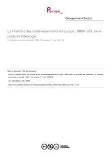 La France et les bouleversements en Europe, 1989-1991, ou le poids de l idéologie - article ; n°1 ; vol.13, pg 199-213
