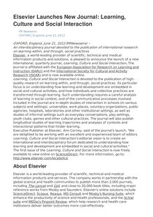 Elsevier Launches New Journal: Learning, Culture and Social Interaction