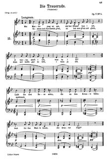 Partition No. 5: Die Trauernde, 6 chansons, 6 Gesänge, Brahms, Johannes