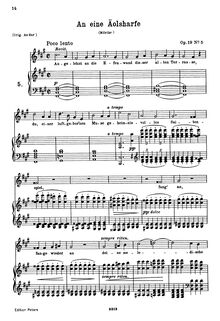 Partition No. 5: An eine Äolsharfe, 5 poèmes, 5 Gedichte, Brahms, Johannes par Johannes Brahms
