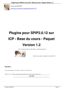 Plugins pour SPIP2.0.12 sur ICP - Base du cours - Paquet Version 1.2