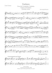 Partition violon II, Fanfares pour des Trompettes, Timbales, Violons et Hautbois. Première Suitte
