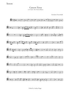 Partition ténor (ténor clef), Canzon Terza à , Canto Alto ténor Basso