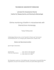 Online monitoring of biofilm in microchannels with thermal lens microscopy [Elektronische Ressource] / Tobias Roßteuscher