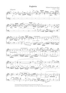 Partition No.3, Huit fugues sans pédale, Bach, Wilhelm Friedemann