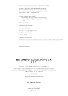Diary of Samuel Pepys — Complete