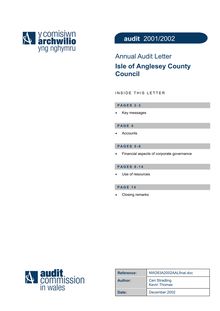 Isle of Anglesey County Council - Audit Letter 2001-2002