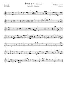 Partition viole de gambe aigue 2,  No.5 pour 3 violes de gambe et orgue par William Lawes