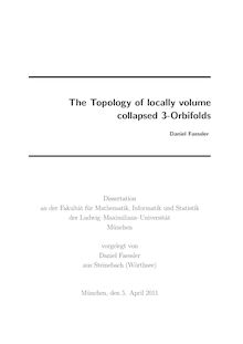 The Topology of locally volume collapsed 3-Orbifolds [Elektronische Ressource] / Daniel Faessler. Betreuer: Bernhard Leeb