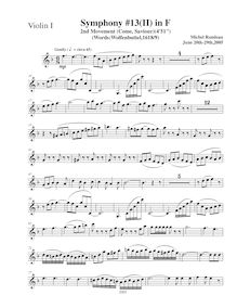 Partition violons I, Symphony No.13  Chistmas Symphony , F major par Michel Rondeau