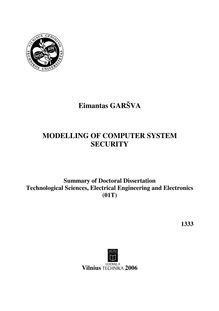 Kompiuterių sistemos saugumo modeliavimas ; Modelling of Computer System Security