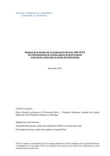 Rapport du CSPLA sur la directive du droit d auteur de l UE (2001)
