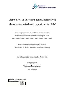 Generation of pure iron nanostructures via electron-beam induced deposition in UHV [Elektronische Ressource] = Erzeugung von reinen Eisen-Nanostrukturen mittels elektronenstrahlinduzierter Abscheidung im UHV / vorgelegt von Thomas Lukasczyk
