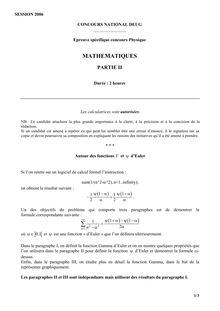 Mathématiques spécifique 2006 Concours National DEUG