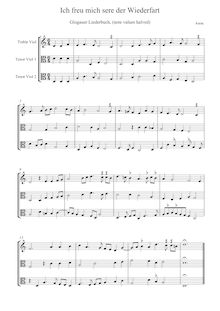 Partition Score en C-clefs, Glogauer Liederbuch - Three pièces, Anonymous