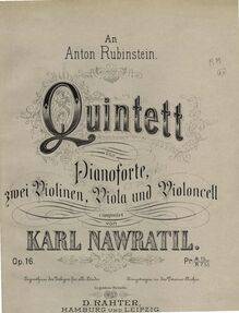 Partition Colour cover, Piano quintette, Klavierquintett, Navrátil, Karel