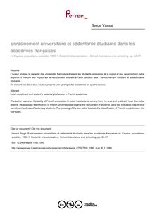 Enracinement universitaire et sédentarité étudiante dans les académies françaises - article ; n°1 ; vol.8, pg 83-97