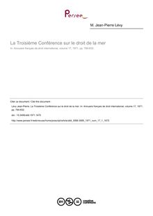 La Troisième Conférence sur le droit de la mer - article ; n°1 ; vol.17, pg 784-832