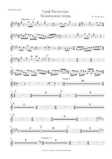 Partition clarinette (en B♭), compter Cagliostro, Граф Калиостро / Graf Kaliostro