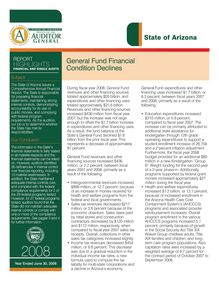 State of Arizona June 30, 2008 Report Highlights-Financial and Single Audit