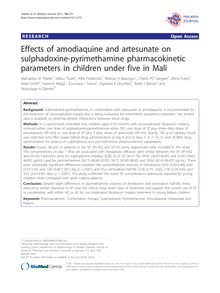 Effects of amodiaquine and artesunate on sulphadoxine-pyrimethamine pharmacokinetic parameters in children under five in Mali
