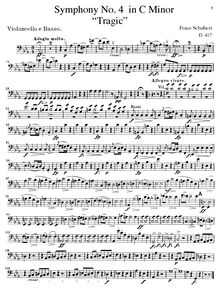 Partition violoncelles / Basses, Symphony No.4, »Tragische« (Tragic)