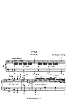 Partition No.6, 12 Etudes, Op.105, Burgmüller, Friedrich