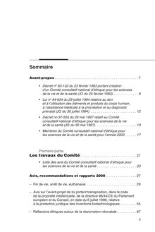 Ethique et recherche biomédicale : rapport 2000