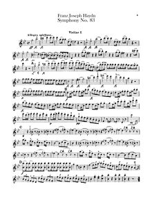Partition violons I, Symphony No.83 en G minor, “La poule”, Sinfonia No.83