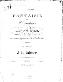 Partition clarinette Solo et Orchestral parties, Fantaisie et Variations pour clarinette et orchestre, Op.21