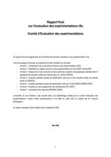 Rapport final sur l évaluation des expérimentations rSa - Comité d Evaluation des expérimentations